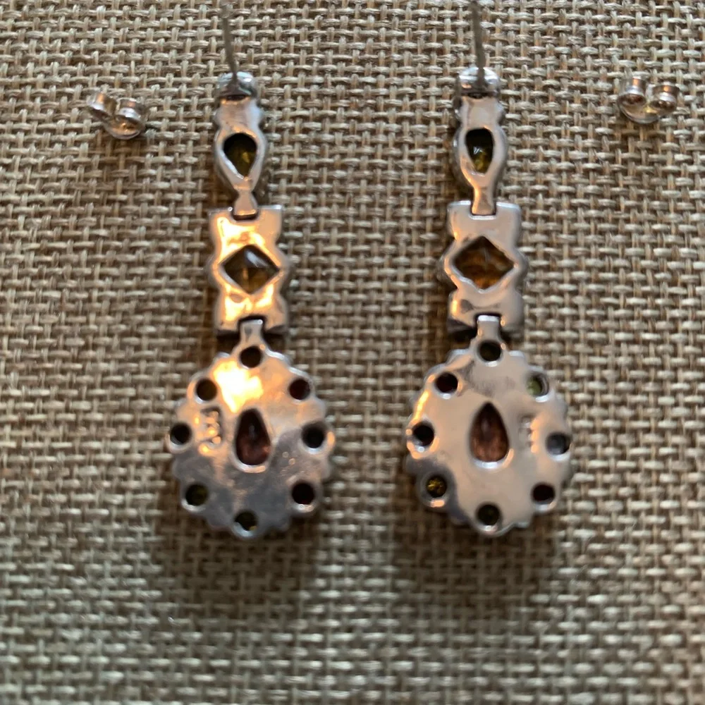 Multicolor Gemstone Drop Earrings - Sterling Silver